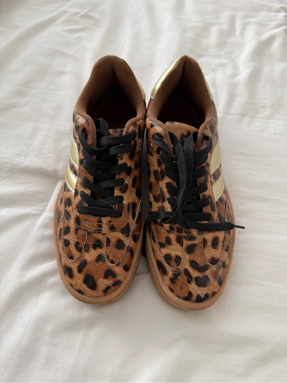 Leopard Print Women’s Sneakers with Gold Side Stripe